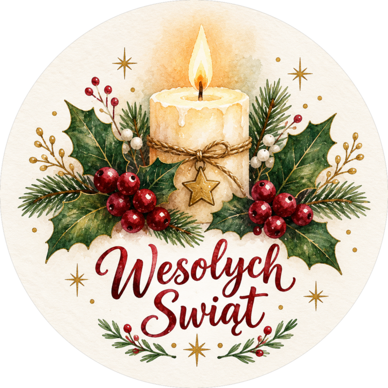 naklejki na boże narodzenie świeca i ostrokrzew