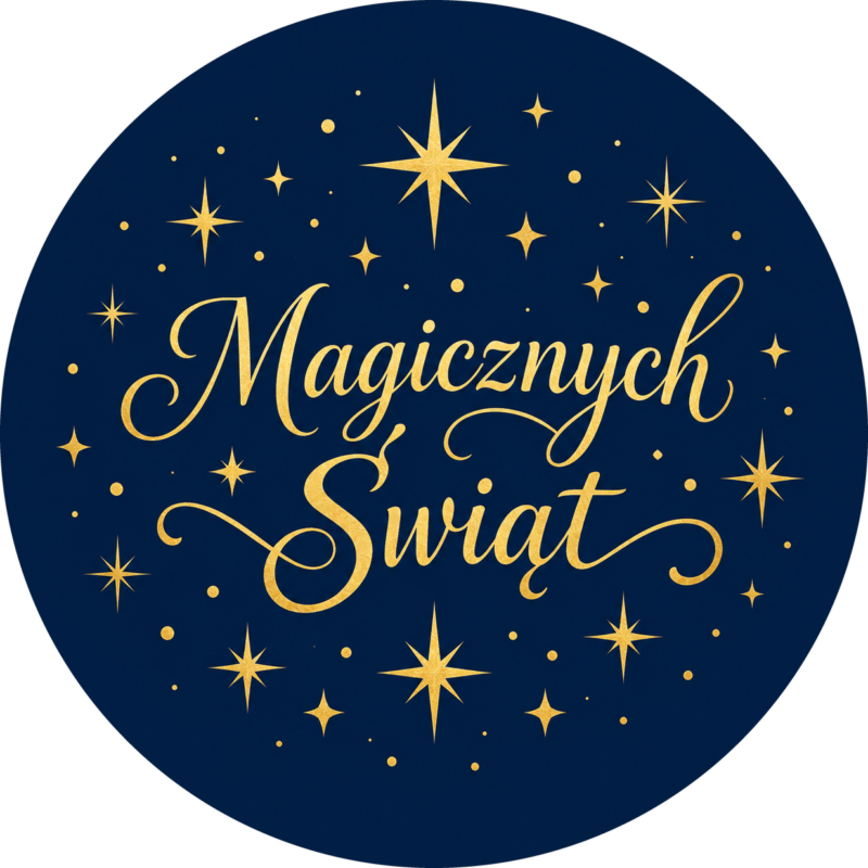 naklejki na boże narodzenie złote gwiazdki na bordowym tle z napisem Magicznych Świąt