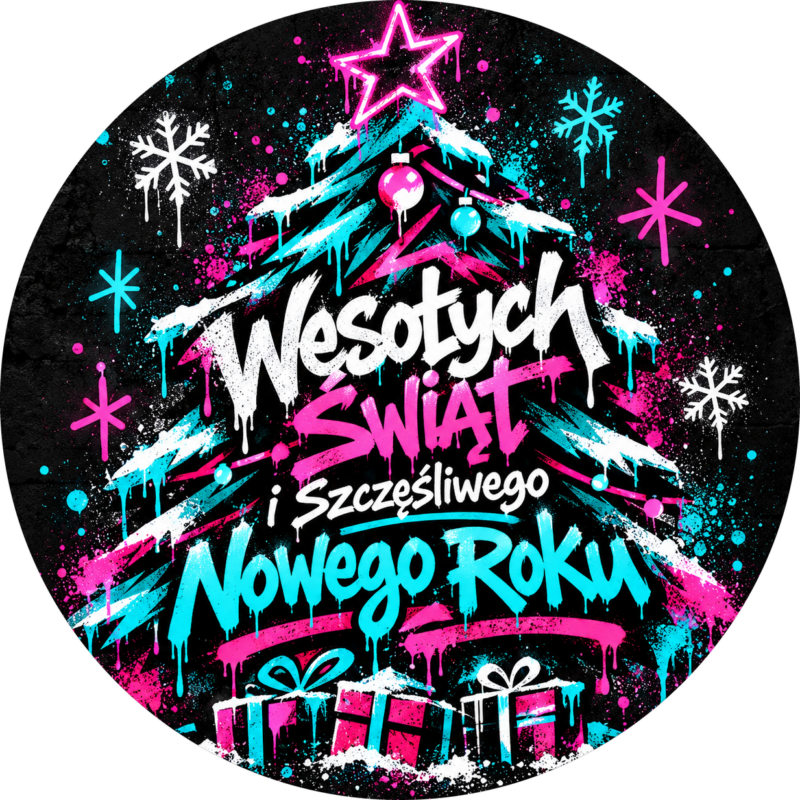naklejki na boże narodzenie neonowa choinka z napisem Wesołych Świąt i Szczęśliwego Nowego Roku