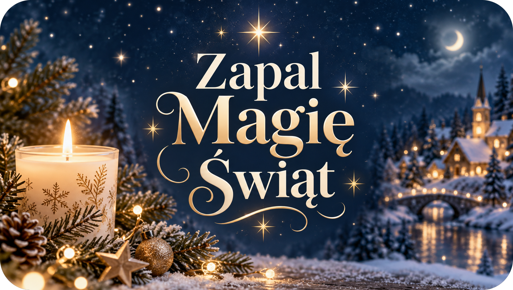 Naklejki na świece Boże Narodzenie „Zapal Magię Świąt” – etykiety 7×4 cm
