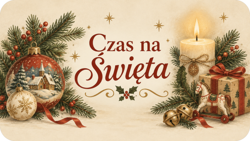 Naklejki na świece Boże Narodzenie „Czas na Święta” – etykiety 7×4 cm