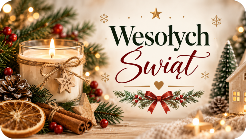 Naklejki na świece Boże Narodzenie „Wesołych Świąt” – etykiety 7×4 cm