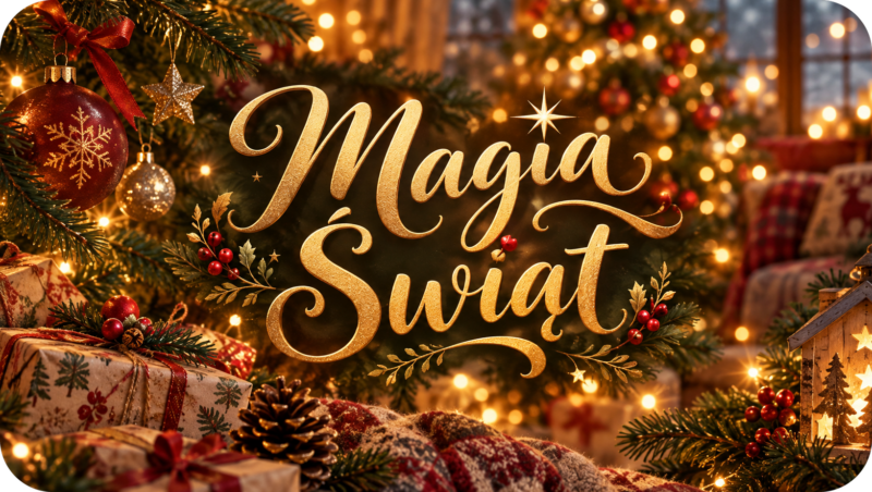 Naklejki na świece Boże Narodzenie „Magia Świąt” – etykiety 7×4 cm