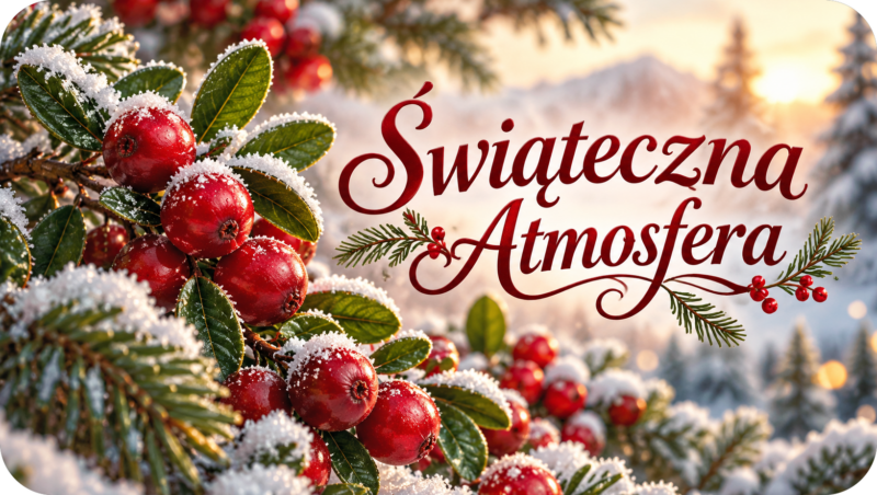 Naklejki na świece Boże Narodzenie „Świąteczna Atmosfera” – etykiety 7×4 cm