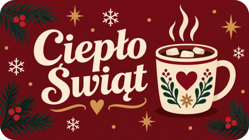 Naklejki na świece Boże Narodzenie „Ciepło Świąt” – etykiety 7×4 cm
