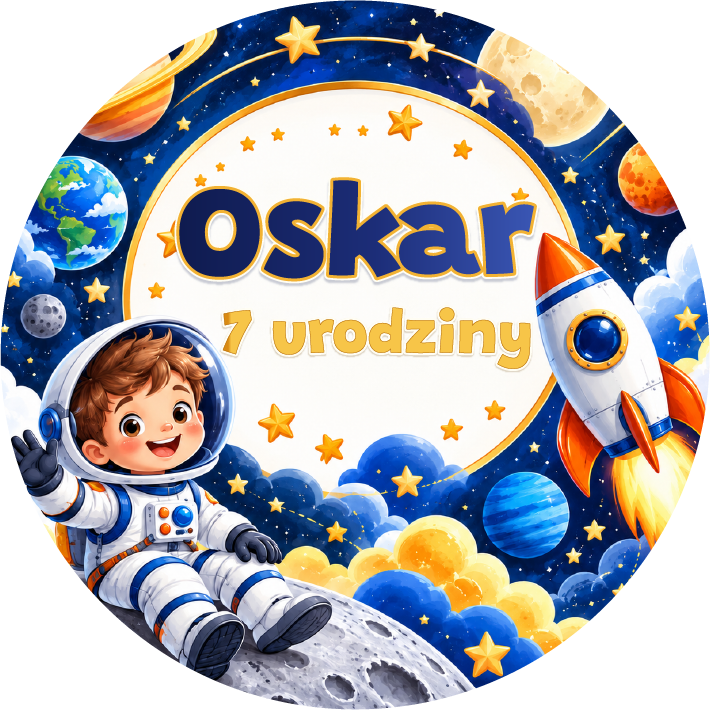 naklejki urodzinowe personalizowane kosmos