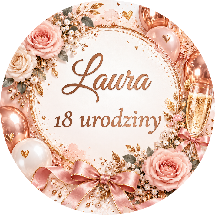 naklejki urodzinowe personalizowane różowe złoto
