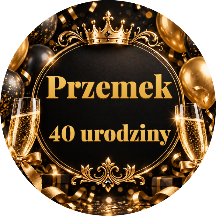 naklejki urodzinowe personalizowane czarno-złota elegancja