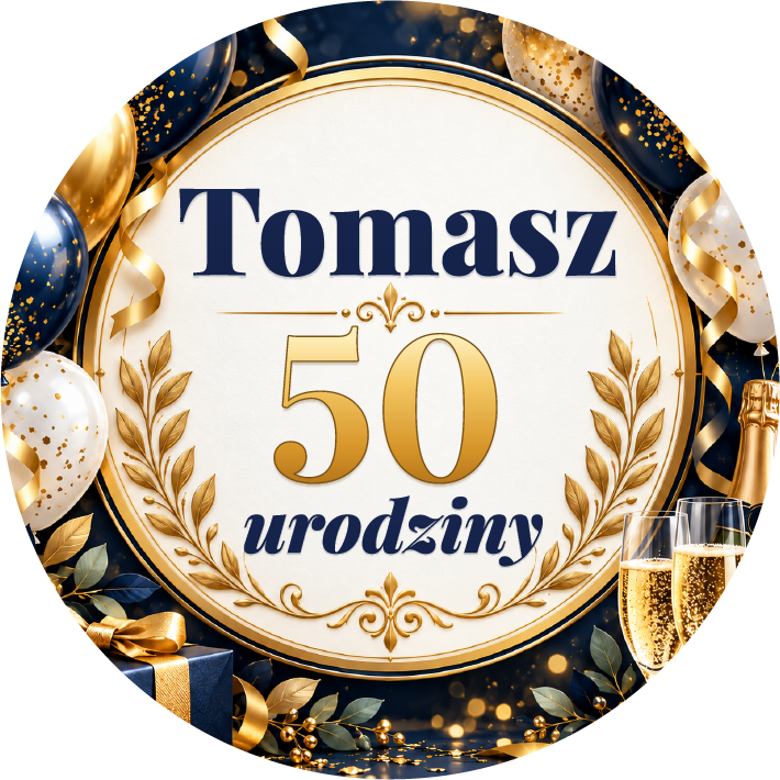naklejki urodzinowe personalizowane granatowo-złota gala