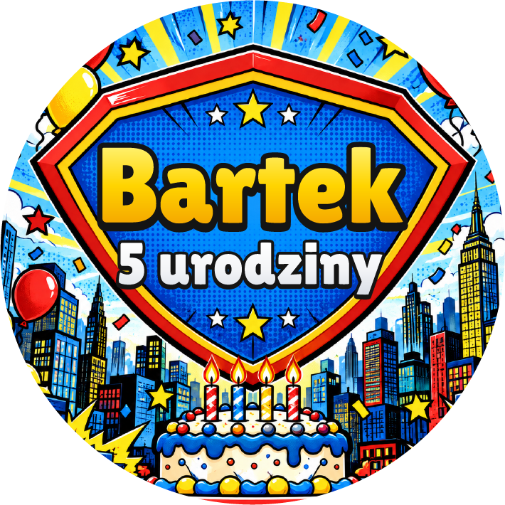 naklejki urodzinowe personalizowane superbohater