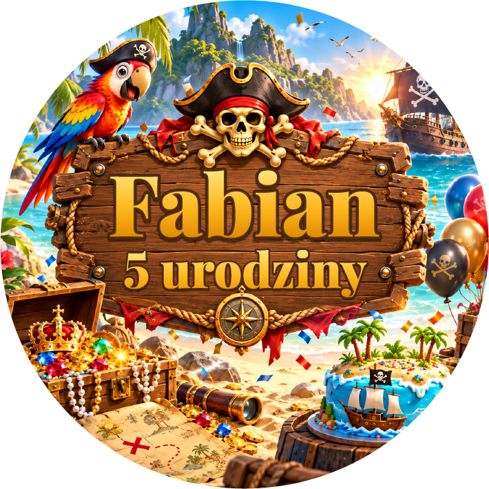 naklejki urodzinowe personalizowane piraci