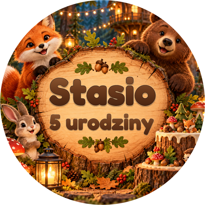 naklejki urodzinowe personalizowane leśne zwierzątka