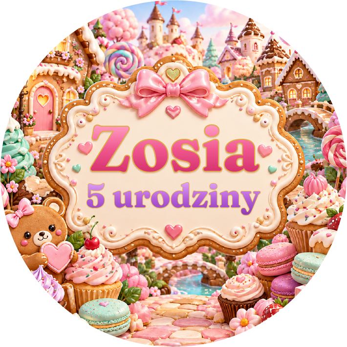naklejki urodzinowe personalizowane słodka kraina