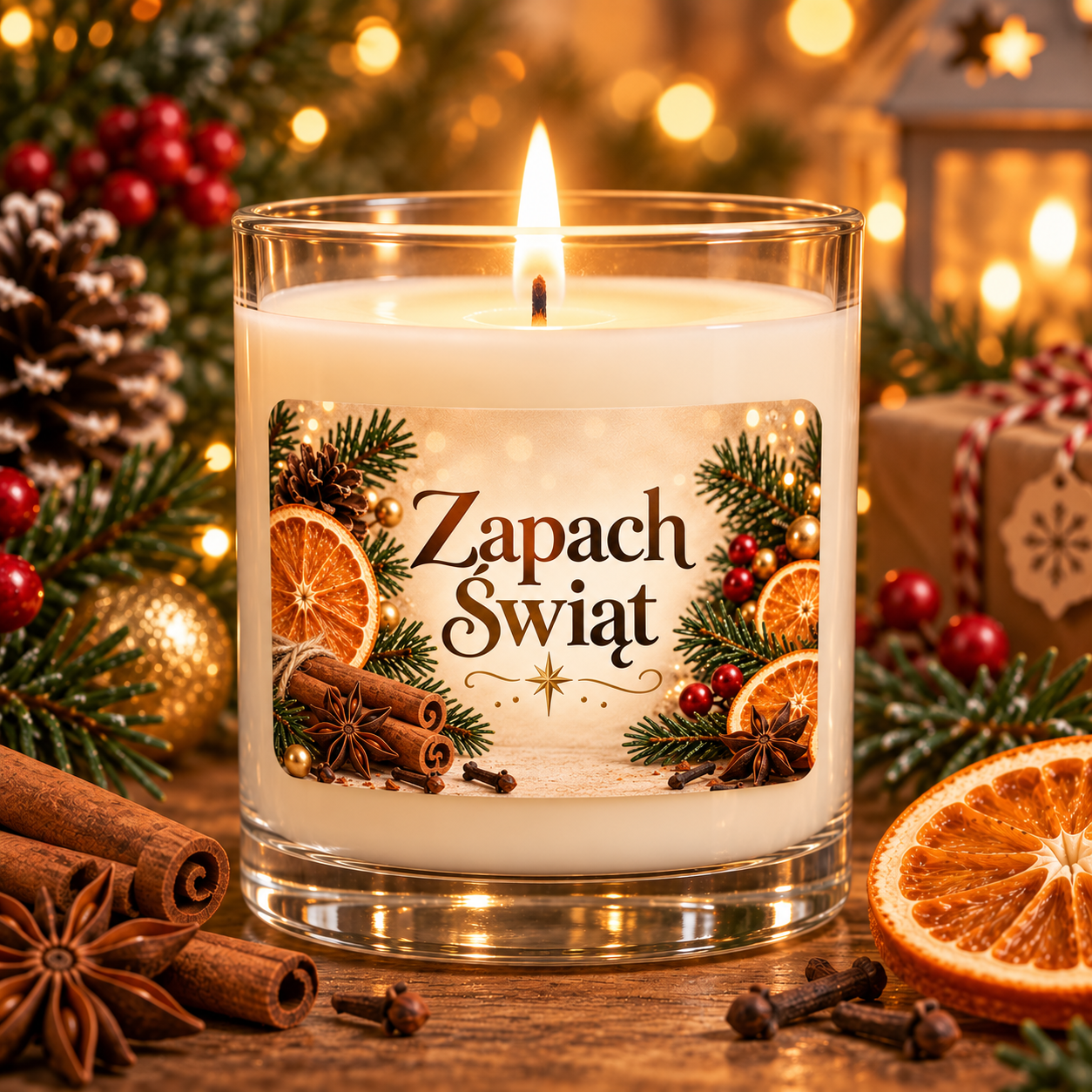 Naklejki na świece Boże Narodzenie „Zapach Świąt” – etykiety 7×4 cm - obrazek 2