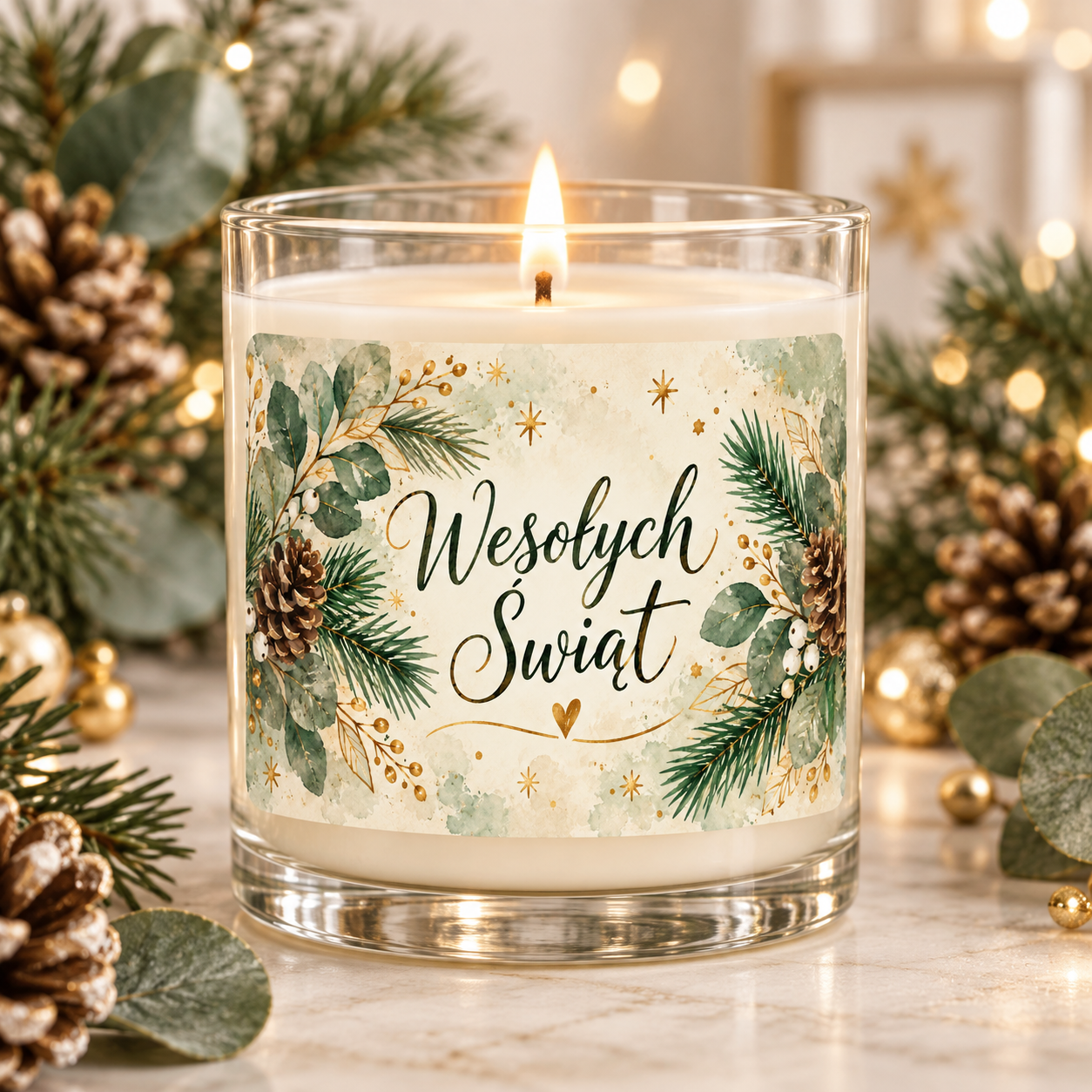 Naklejki na świece Boże Narodzenie „Wesołych Świąt” – etykiety 7×4 cm - obrazek 2