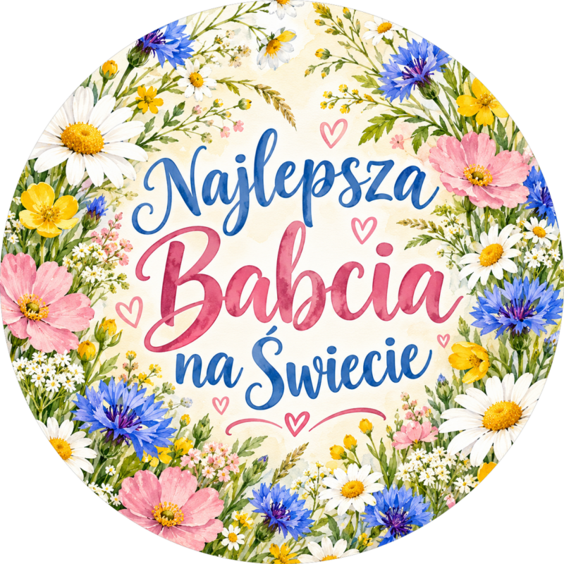Naklejka na Dzień Babci polne kwiaty