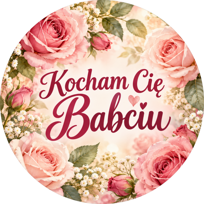 Naklejka na Dzień Babci różowe róże