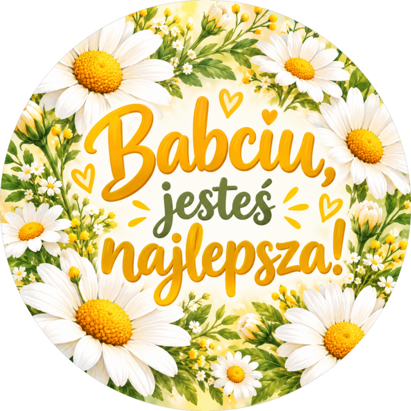 Naklejka na Dzień Babci stokrotki