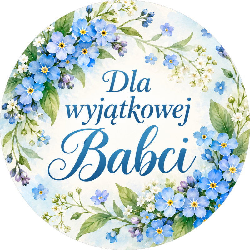 Naklejka na Dzień Babci niezapominajki