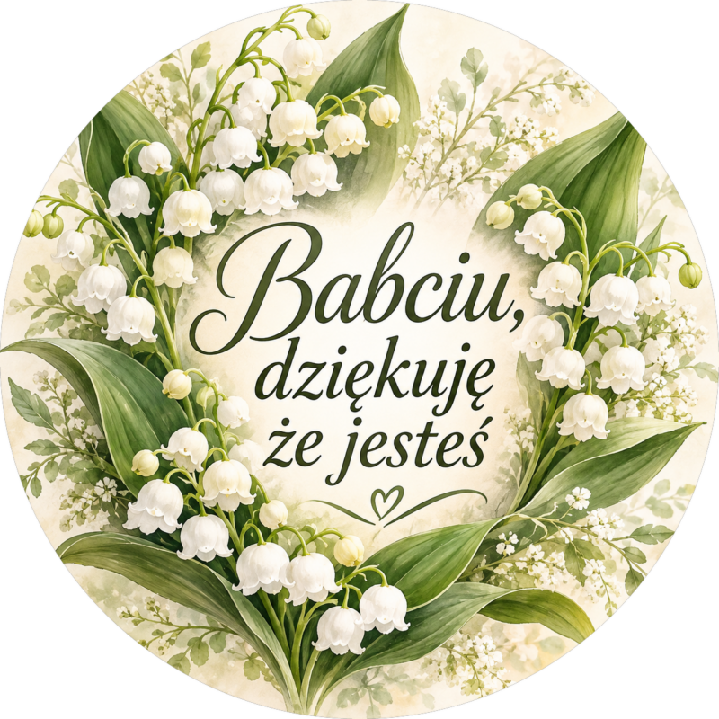 Naklejka na Dzień Babci konwalie