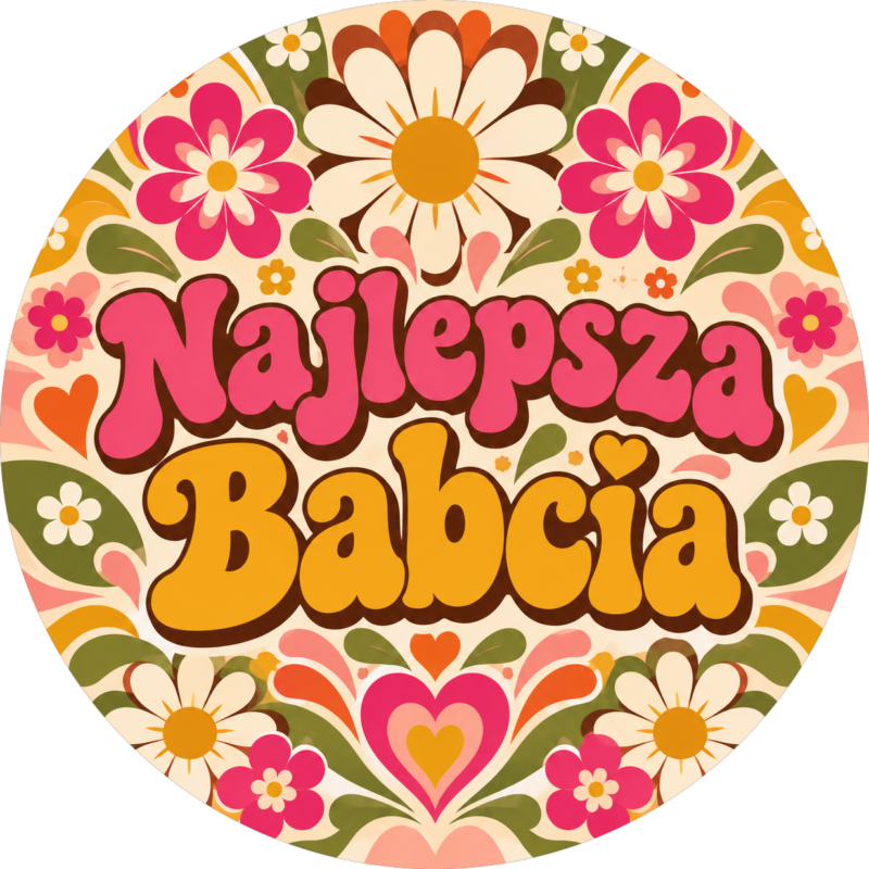 Naklejka na Dzień Babci kwiaty w stylu retro