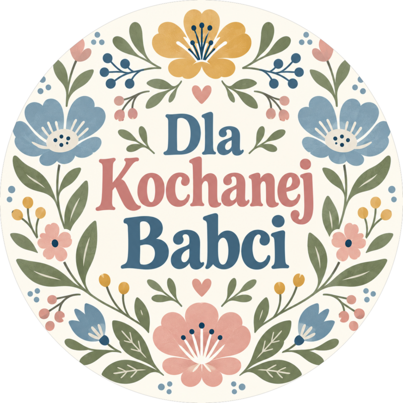 Naklejka na Dzień Babci ludowe kwiaty w pastelach