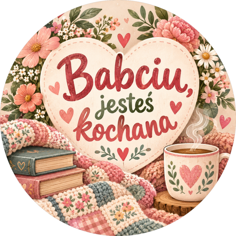 Naklejka na Dzień Babci patchworkowy kocyk