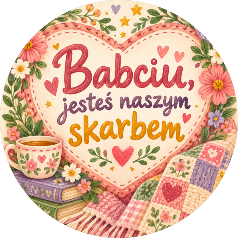 Naklejka na Dzień Babci serce z patchworku