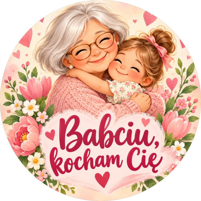 Naklejka na Dzień Babci babcia z wnuczką