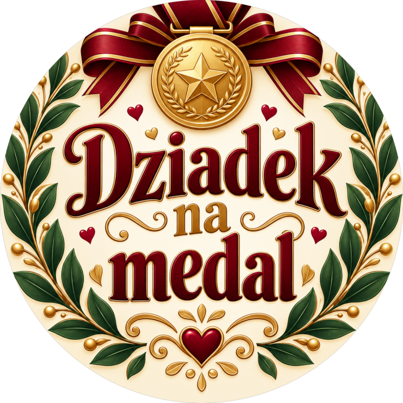 Naklejka na Dzień Dziadka złoty medal i wieniec laurowy