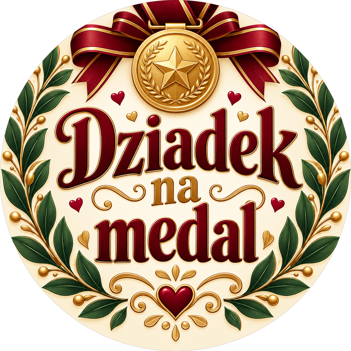 Naklejka na Dzień Dziadka złoty medal i wieniec laurowy