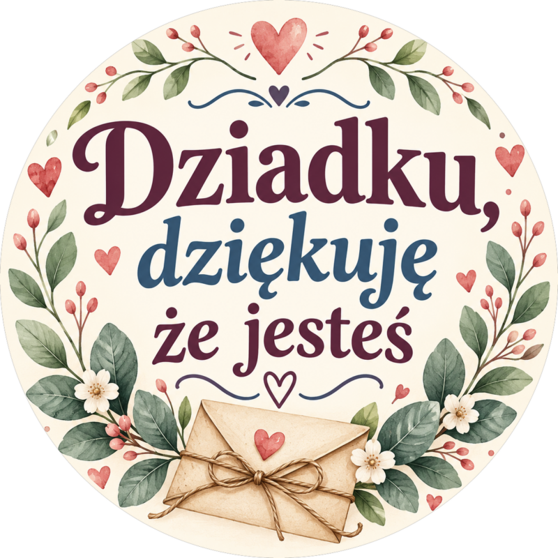 Naklejka na Dzień Dziadka list przewiązany sznurkiem
