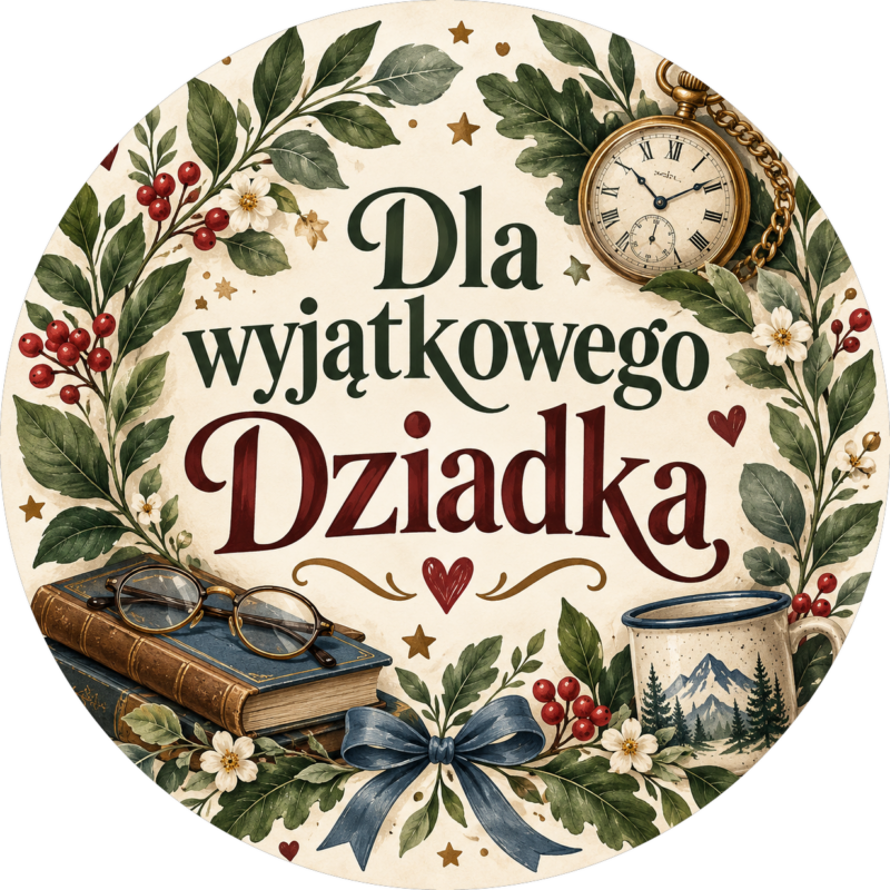 Naklejka na Dzień Dziadka zegarek kieszonkowy i okulary