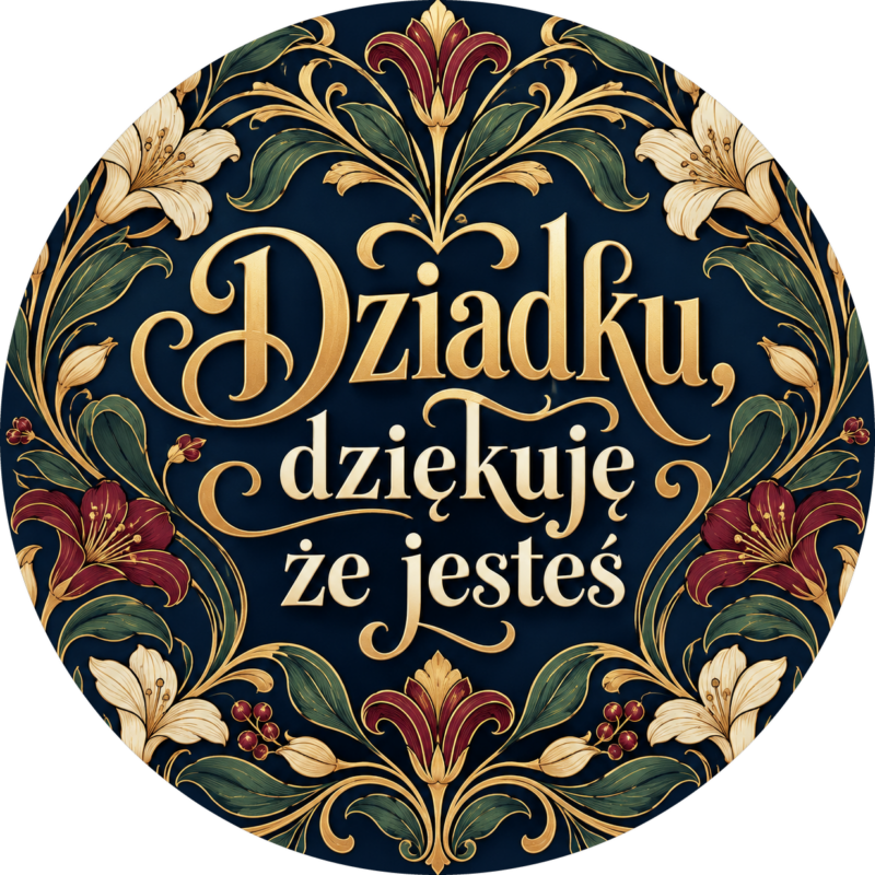 Naklejka na Dzień Dziadka złote ornamenty na granatowym tle