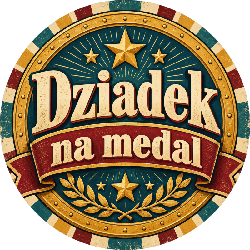 Naklejka na Dzień Dziadka retro odznaka ze złotymi gwiazdami