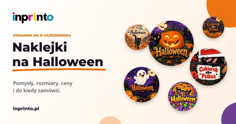 Naklejki na Halloween InPrinto: dynie, duszki, czarownice i napis Cukierek albo psikus