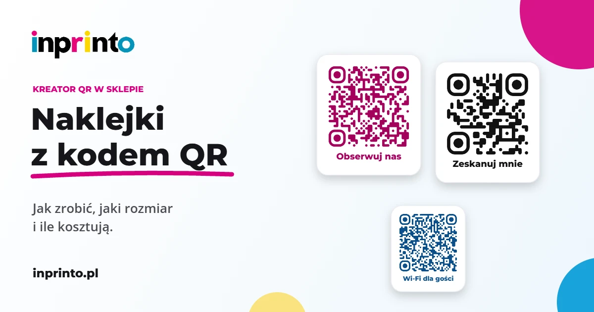 Naklejki z kodem QR do strony, Instagrama i Wi-Fi