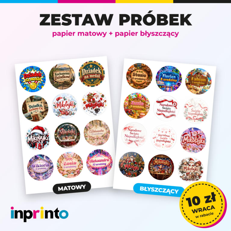 Zestaw próbek papieru matowego i błyszczącego
